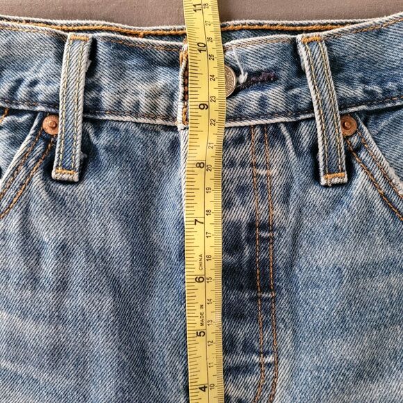 LEVI’S 501 Distressed Blue Denim Jean Shorts - Picture 3 of 11